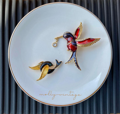 vintage胸針日本回流飾品動物系列飛鳥鳳凰鸚鵡孔雀貓頭鷹