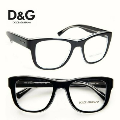 DOLCE&GABBANA D&G ►( 黑色+透明色框×金屬銀色LOGO) 方框框型 粗框 眼鏡 光學鏡框 中性款｜100%全新正品｜特價