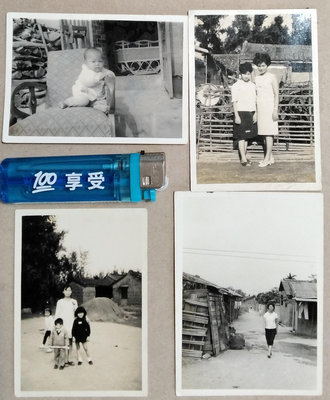 [寶島福利社］早期（三合院-屋外）合影留影黑白照片4張現況賣GY013