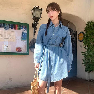 韓國代購 寬鬆牛仔洋裝 連身裙 (青色) KW-0229-137 CICIGO 預購