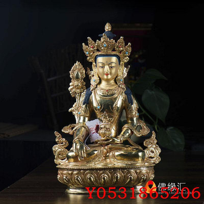 佛藝館 尼泊爾手工 銅 全鎏金雕花 10寸地藏王菩薩佛像 FY