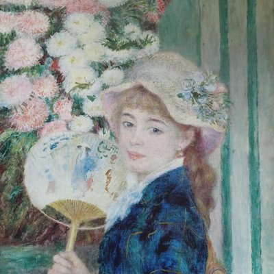 【Marsco】日本讀賣新聞2010年印刷複製畫1份2張世界有名美術館之旅印象派巨匠（Renoir-Manet-Degas）雷諾瓦-拿扇的女孩