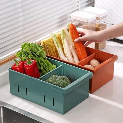 冰箱收納盒-廚房收納筐 家用塑料儲物盒 置物籃 桌面零食水果蔬菜雞蛋冰箱收納框【A06121】