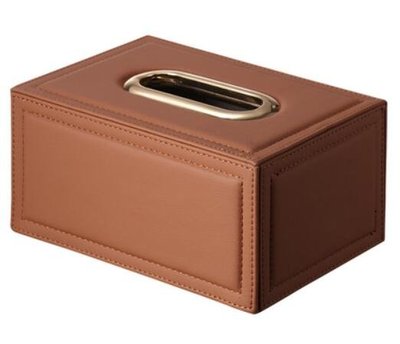 日本進口 好品質 歐式歐風 皮革 金框 質感棕色 皮革 客廳民宿房間 紙巾盒收納盒 面紙盒衛生紙盒擺件送禮品禮物