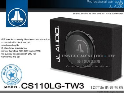 音仕達汽車音響 台北 台中 JL AUDIO【CS110LG-TW3】10吋超薄重低音喇叭 重低音喇叭 2歐姆.