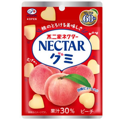 +東瀛go+FUJIYA 不二家 NECTAR 白桃水蜜桃風味 心型果汁軟糖 QQ糖 造型軟糖 60週年限定 日本進口
