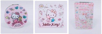 ♥小公主日本精品♥ Hello Kitty 隨身鏡 雙面圖 方型 圓形 放大 平面 鏡子 隨身鏡 化妝鏡 三款 ~3