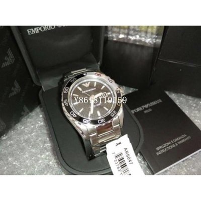 ARMANI AR6047 手錶運動款黑水鬼防水多功能不銹鋼錶帶腕錶/男錶/正品