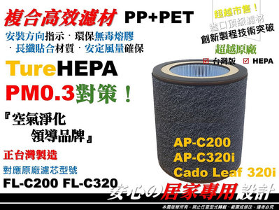【醫用級 抗菌】日本 Cado Leaf 320i AP-C200 AP-C320i 空氣清淨機 濾網 FL-C200