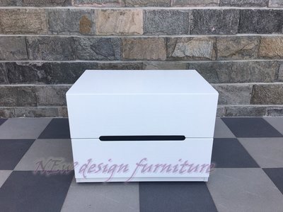 【N D Furniture】台南在地家具-時尚大方烤漆白色二抽床邊櫃/床頭櫃MC