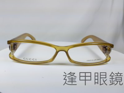 『逢甲眼鏡』GUCCI 鏡框 柳黃透明方框 側邊雙G水鑽設計 復古款【GG2954 HBM】