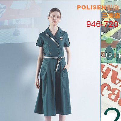 POLISEN聖路加設計師服飾(946-720)復古翻領雙排釦造型純棉洋裝原價3990元特價998元