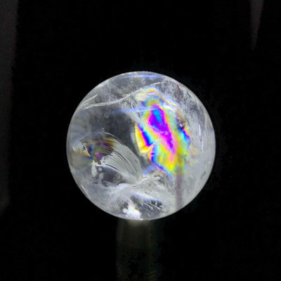 藍針水晶 彩虹水晶 純天然白水晶球原石打磨擺件 5.9CM 水晶 標本 擺件【紫竹齋】606