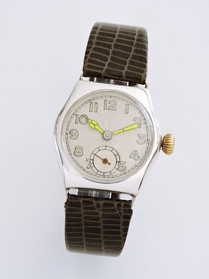 1920S 真品 正925銀質 佚名造型手動上鍊機械古董錶