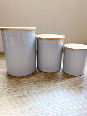 BRICKELL 木蓋儲物罐三件組 水晶灰 收納罐 咖啡罐 茶葉罐