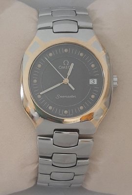 原裝OMEGA歐米茄 海馬系列 正18K 半金石英男錶 錶徑33mm 9成新 無單一般盒(專售OMEGA)