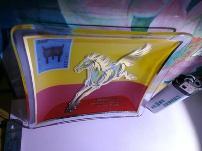 銘馨易拍重生網 108G504 早期 郵政郵局 中華民國郵票展示玻璃盤 奔馬 紋鼎 玻璃製 擺件、擺飾 保存如圖 讓藏
