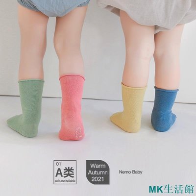 MK精品INS韓版寶寶襪子純色短襪3雙中筒襪嬰兒襪不勒腳純棉彩虹襪百搭透氣卡通襪