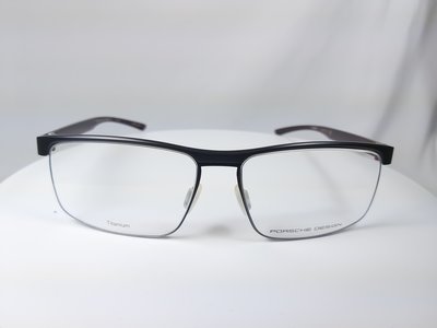 『逢甲眼鏡』PORSCHE DESIGN鏡框 全新正品 質感黑方框 酒紅鏡腳 純鈦材質 極輕舒適【P8297 A】