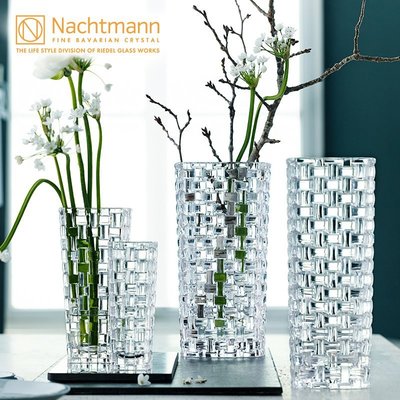 熱賣 德國原裝Nachtmann 透明水晶玻璃編織紋客廳擺件裝飾大號花瓶