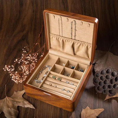 錶盒 展示盒 東與西 金絲柚木實木翡翠珠寶盒珠寶箱首飾盒收納盒JB443