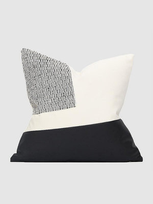 熱銷*抽象拼接現代簡約北歐黑白靠墊抱枕套設計師樣板間客廳靠包靠枕現貨