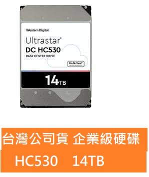 台灣公司貨* WD【Ultrastar DC HC530】14TB 企業硬碟(WUH721414ALE6L4)