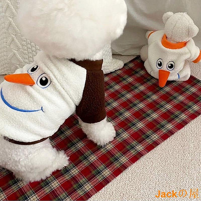 Jackの屋現貨 秋冬新款貓咪衣服 狗狗雪人衣服 毛絨保暖套頭大學T 泰迪貴賓比熊狗狗貓貓咪雪納瑞博美小型犬衣服 狗衣服 貓衣服