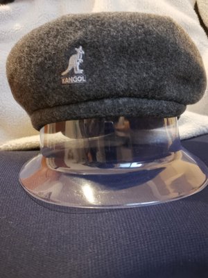 KANGOL 羊毛報童帽 貝雷帽 兩用帽 (深灰色) L號