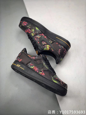 【小明潮鞋】Nike Air Force 1 07 LV8 黑色 花卉 潮流 厚底 低幫耐吉 愛迪達