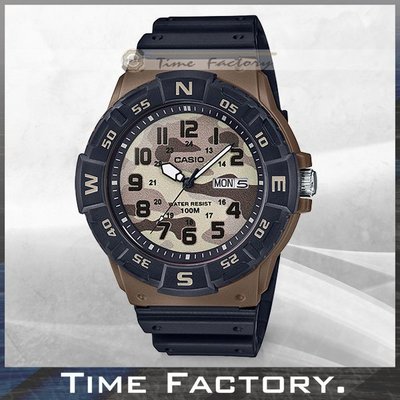 時間工廠 無息分期 全新 CASIO DIVER LOOK 迷彩潛水風膠帶腕錶 MRW-220HCM-5