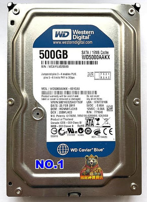 WD硬碟 3.5吋 500GB SATA3 6Gb/s WD5000AAKX 威騰 藍標 Blue 珍藏二手良品釋出