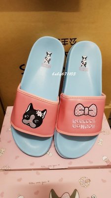 Rebecca bonbon 藍粉刺繡拖鞋【25】