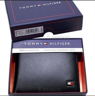 【TOMMY專櫃正品】美國 TOMMY HILFIGER 防盜刷RFID 牛皮零錢袋 短夾禮盒
