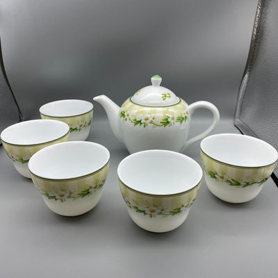 NARUMI/鳴海花卉茶壺茶杯套組，下午茶，大壺茶， 骨瓷茶