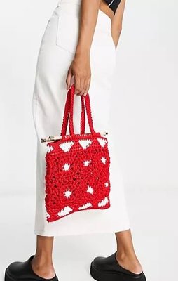 代購SVNX braided cotton pattern tote bag熱帶復古渡假休閒風編織花紋手提袋