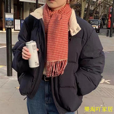 美娜同款100%羊毛格子圍巾女生秋冬保暖時尚韓國ins博主流蘇圍脖【滿599免運】