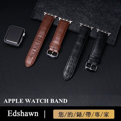 Apple Watch錶帶 真皮鱷魚紋替換錶帶 iWatch S7 6 SE 5 44mm 45mm蘋果手錶周邊錶帶配件