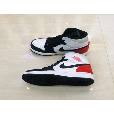 【正品】Nike Air Jordan 1 Mid 白紅 小Union 麂皮 852542-100潮鞋