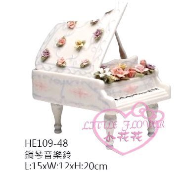 ♥小花凱蒂日本精品♥ 陶瓷音樂鋼琴玫瑰花白色高級質感佳送禮自用音樂鈴療癒小物擺飾收藏品