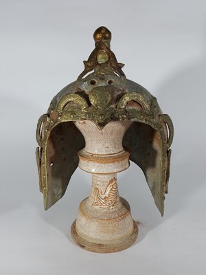 [銀九藝] 早期銅器銅雕 青銅器 戰國 銘文將士頭盔 將軍帽