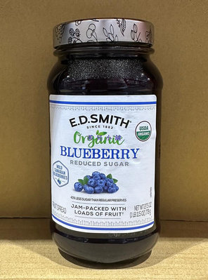 美兒小舖COSTCO好市多代購～E. D. SMITH 有機野生藍莓果醬/藍莓醬(779g/瓶)玻璃瓶