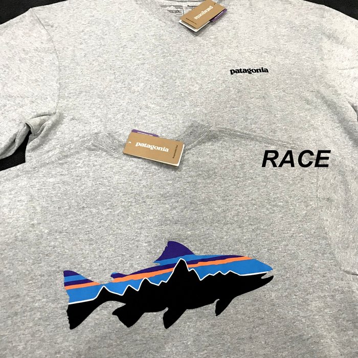 Race Patagonia Fitz Roy Trout T Shirt T恤 短袖 圓領 Logo 鱒魚 魚 灰 Yahoo奇摩拍賣