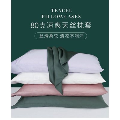 【熱賣精選】蘭精天絲80支枕套  100%天絲枕套 Tencel萊賽爾48×74cm枕頭套 信封枕套