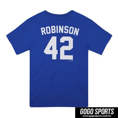MLB Majestic-布魯克林道奇隊Robinson背號42號短T寶藍