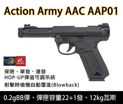 昊克生存遊戲-騎翼鶯歌 Action Army - AAP01 瓦斯手槍 - 黑色