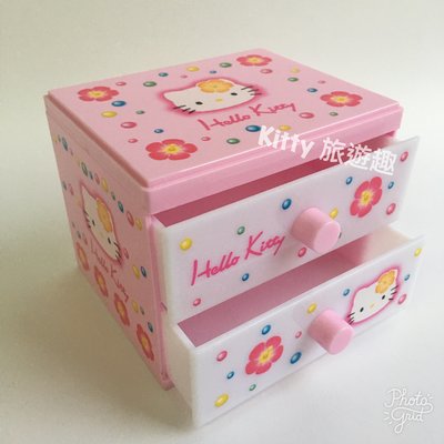 [Kitty 旅遊趣] Hello Kitty 桌上型置物櫃 凱蒂貓 45週年紀念 首飾盒 珠寶盒 萬用收納盒