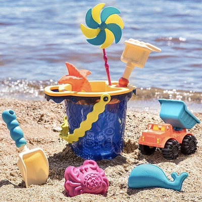比樂B.TOYS兒童沙灘玩具套裝鏟子沙漏決明子工具工程車戲水桶上