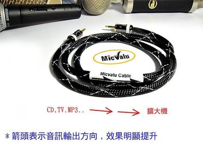 MicValu 麥克樂手工線日本Canare音頻線發燒線1公尺3.5轉3.5全新頂級發燒線對錄線3.5mm對3.5mm