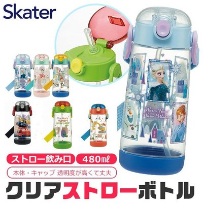『 貓頭鷹 日本雜貨舖 』日本🇯🇵 Skater PET 按壓式吸管水壺 480ml